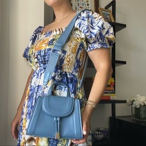 ZARA Light blue handle crossbody bag with two straps